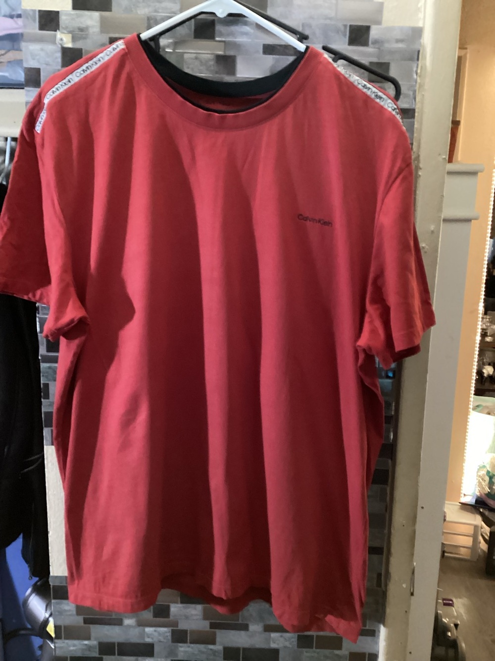Calvin Klein Men's Coral-Red Short Sleeve Logo Tee